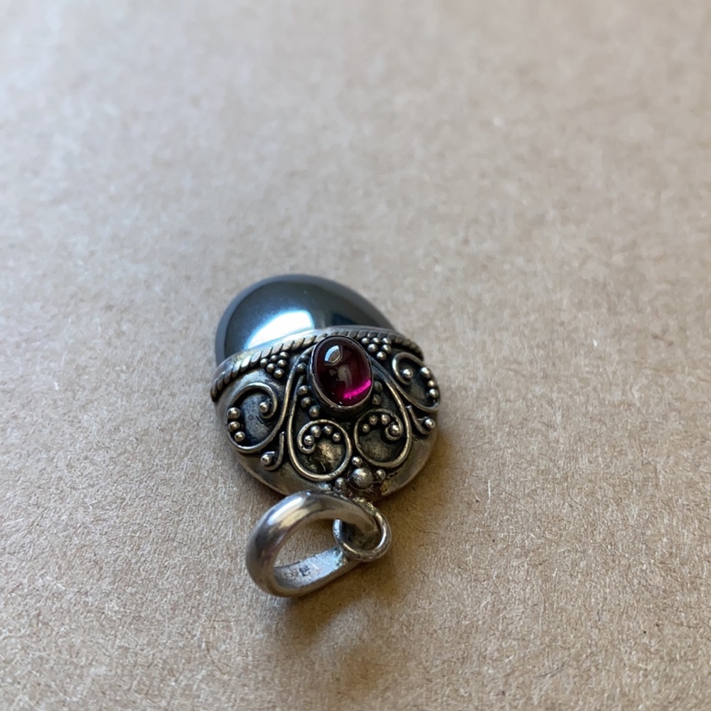 Hemitite and Rubilite sterling silver pendant. - Picture 3 of 3